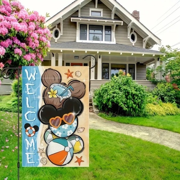 Disney Tropical Welcome Garden Flag - Double-Sided Beach Theme NIP - Picture 2 of 4